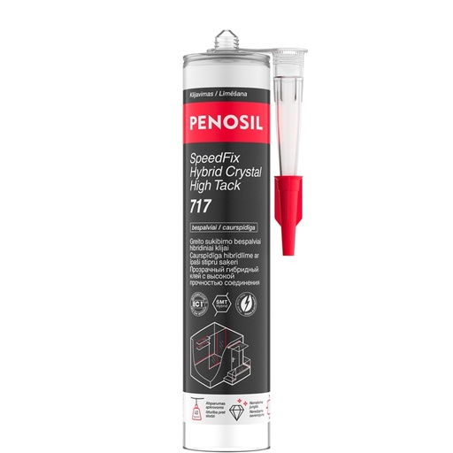 [52-H40687 ] Greito sukibimo bespalviai hibridiniai klijai, SpeedFix High Tack Crystal 717, bespalvė, 290 ml, PENOSIL 