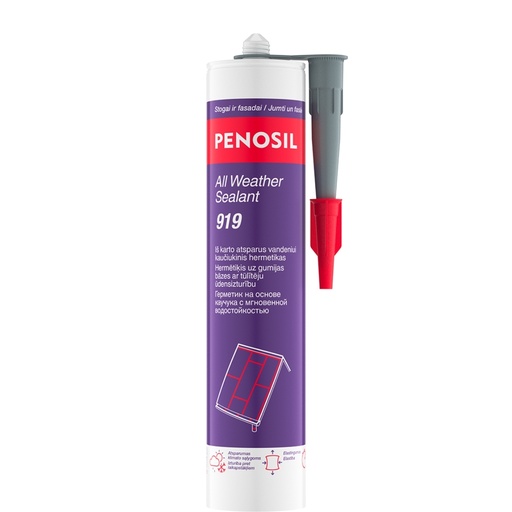 [52-H4493] Atsparus vandeniui hermetikas All Weather Sealant 919, pilka, 300 ml, PENOSIL 