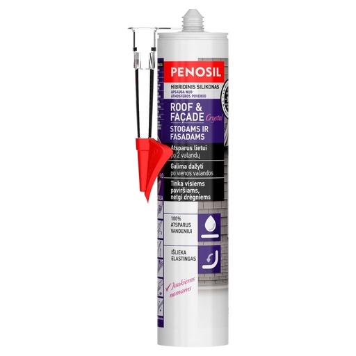 [52-H3181 ] Bespalvis stogų ir fasadų hermetikas Roof&Facade Crystal , bespalvė, 290 ml, PENOSIL