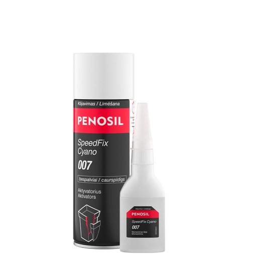 [52-H4374 ] Klijų rinkinys SpeedFix Cyano 007, bespalviai momentiniai klijai 50 g ir aktyvatorius 200 ml, PENOSIL