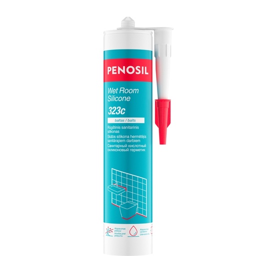 [52-H4474 ] Rūgštinis sanitarinis silikonas Wet Room Silicone 323c, balta, 280 ml, PENOSIL