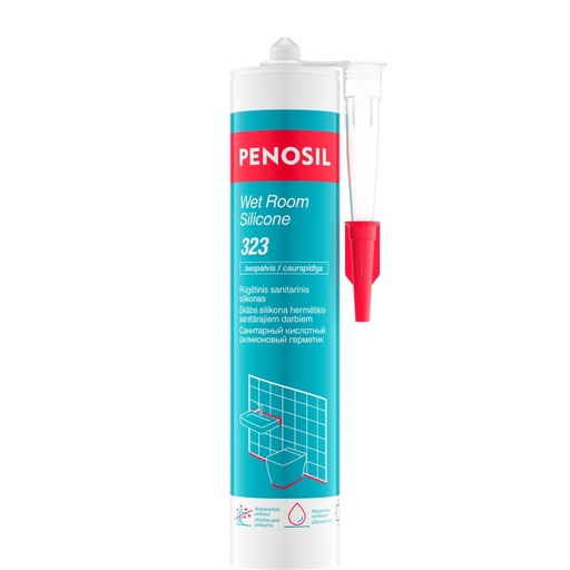 [52-H4476 ] Rūgštinis sanitarinis silikonas Wet Room Silicone 323, bespalvė, 280 ml, PENOSIL