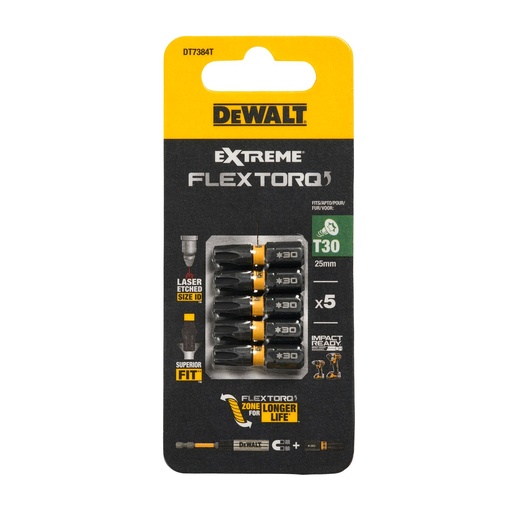 [26/5-DT7384T] FLEXTORQ T30 screwdriving bits 25 mm, DeWALT, 5 pcs
