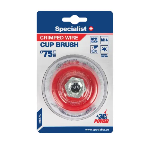 [251-0075] Wire cup brush, straight wire, 75 mm, M14, SPECIALIST+