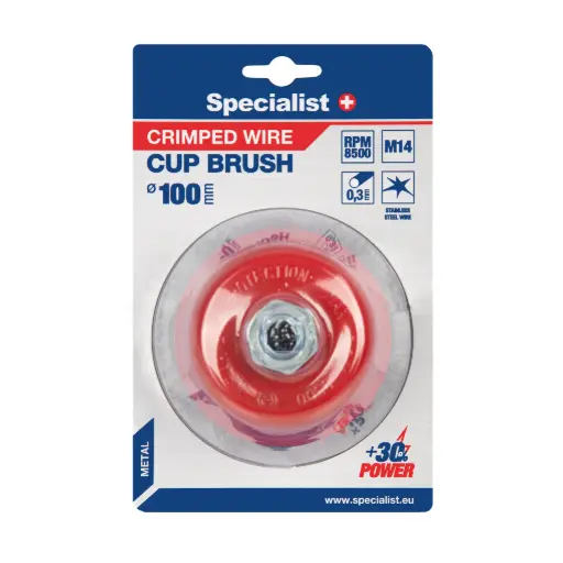 [251-0100] Wire cup brush, straight wire, 100 mm, M14, SPECIALIST+