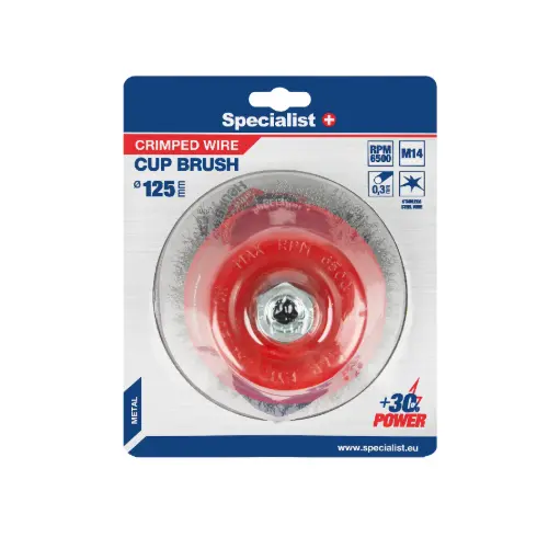 [251-0125] Wire cup brush, straight wire, 125 mm, M14, SPECIALIST+  