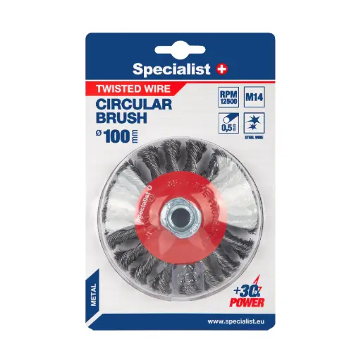 [251-3100] Wire grinding wheel, twisted wire, 100 mm, M14, SPECIALIST +