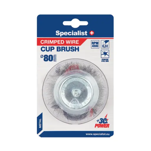 [251-5080] Wire cup brush, straight wire, with shank, 80 mm, SPECIALIST+
