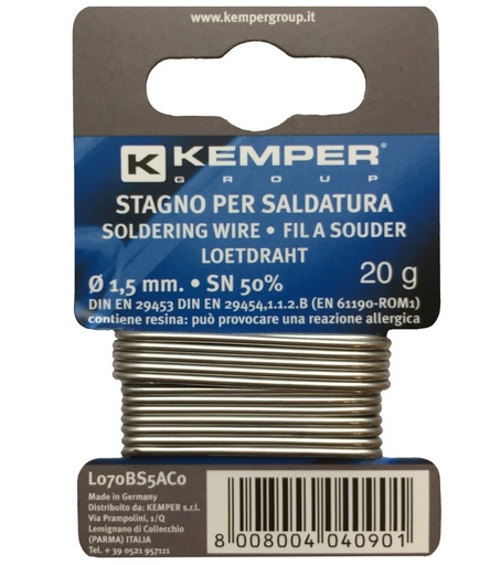 [10/2-MBS5AC0] Lydmetalis „KEMPER" 1,5 mm 20 g SN 50%