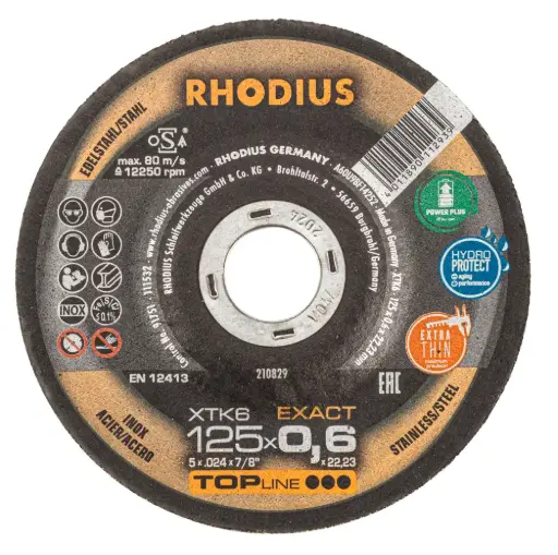 [250-211302] Griešanas disks XTK66, 125x0,6x22,23 mm, RHODIUS, 10 gab