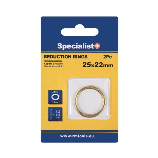 [11/2-2522P] SPECIALIST+ redukcijas gredzens, 25.4 x 22.2 x 1.2/1.4 mm, 2 gab.