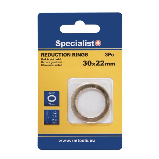 [11/2-3022P] SPECIALIST+ redukcijas gredzens, 30 x 22 x 1.2/1.4/2 mm, 3 gab.