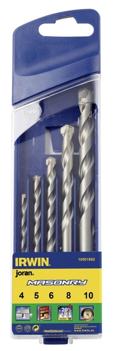 [16-1892] IRWIN betoonipuuride komplekt MASONRY 4,5,6,8,10 mm