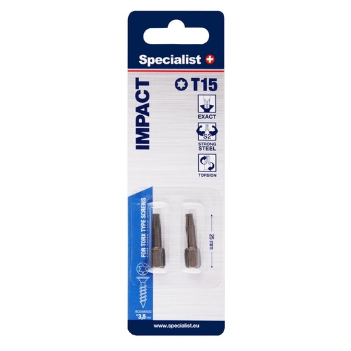 [24/2-0622] SPECIALIST+ screwdriver bit, T15, 2 pcs