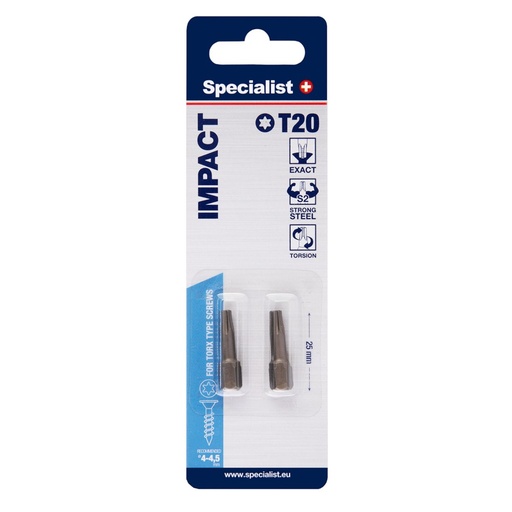 [24/2-063] SPECIALIST+ screwdriver bit, T20, 2 pcs