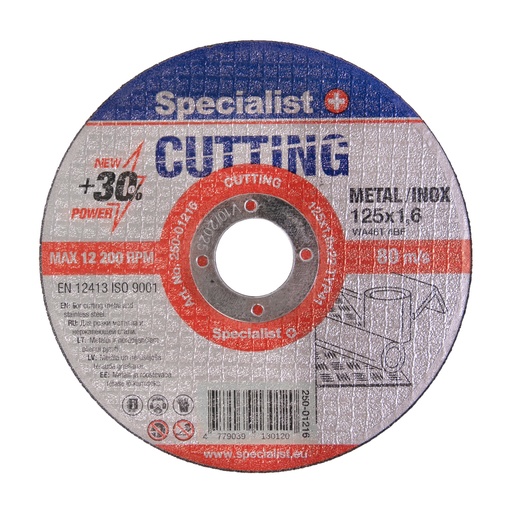 [250-01216] SPECIALIST+ metalli lõikeketas CUTTING, 125x1,6x22 mm