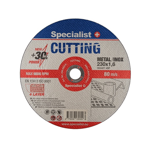 [250-02316] SPECIALIST+ metāla griešanas disks CUTTING, 230 x 1.6 x 22 mm