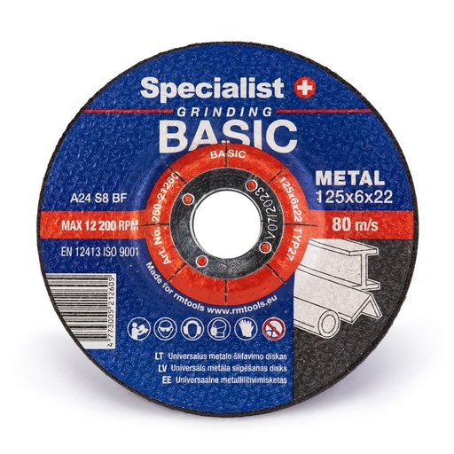 [250-21260] SPECIALIST+ grinding disc BASIC, 125x6x22 mm