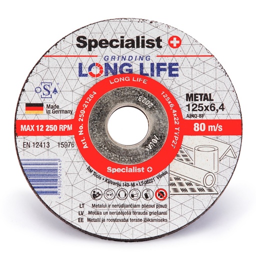 [250-21264] SPECIALIST+ grinding disc, 125x6.4x22 mm