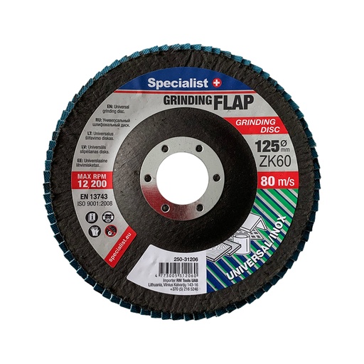 [250-31206] SPECIALIST+ vēdekļveida slīpēšanas disks ZK60, 125 mm