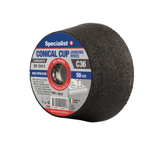 [250-400303] SPECIALIST+ betona slīpēšanas kauss C36, 110/90 x 55 x 22.23 mm