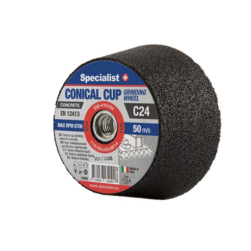 [250-410103] SPECIALIST+ conical cup grinding wheel C24, 110/90x55xM14