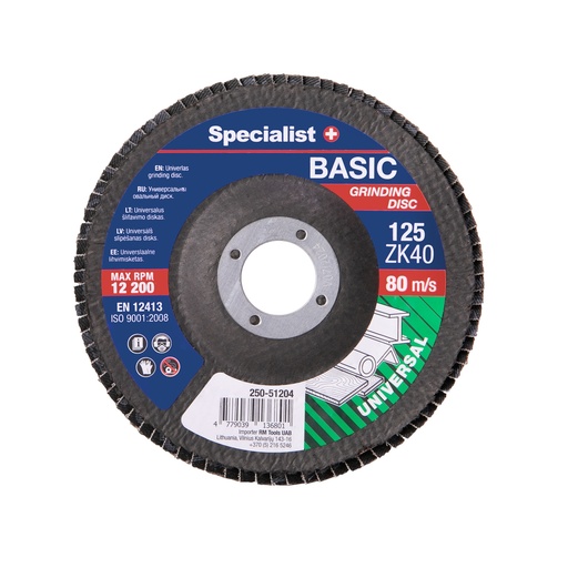 [250-51204] SPECIALIST+ vēdekļveida slīpēšanas disks BASIC ZK40, 125 mm