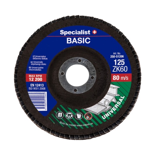 [250-51206] SPECIALIST+ vēdekļveida slīpēšanas disks BASIC ZK60, 125 mm