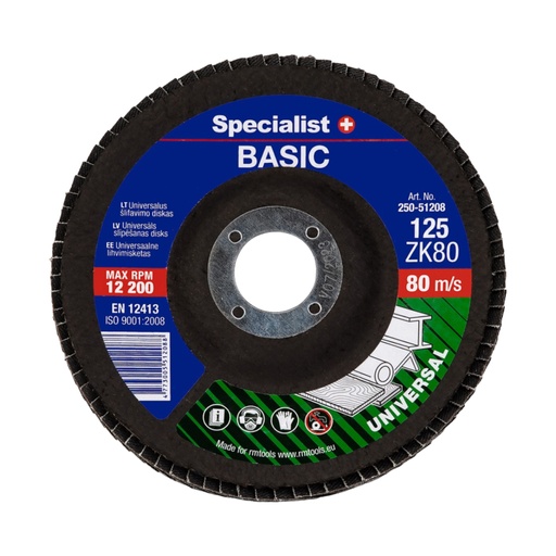 [250-51208] SPECIALIST+ vēdekļveida slīpēšanas disks BASIC ZK80, 125 mm