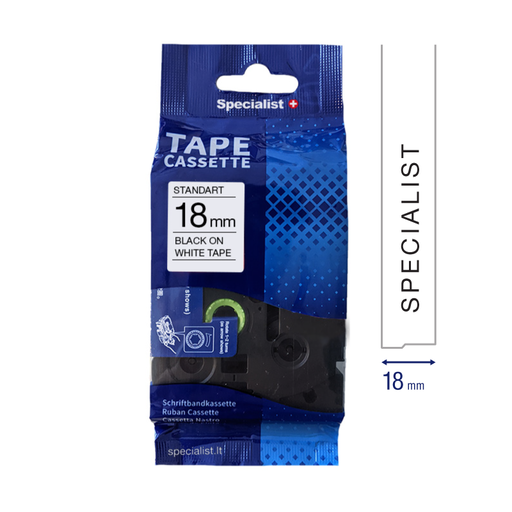[31/2-AZE241] SPECIALIST+ kleepkirjalint STANDART, 18 mm, must/valge