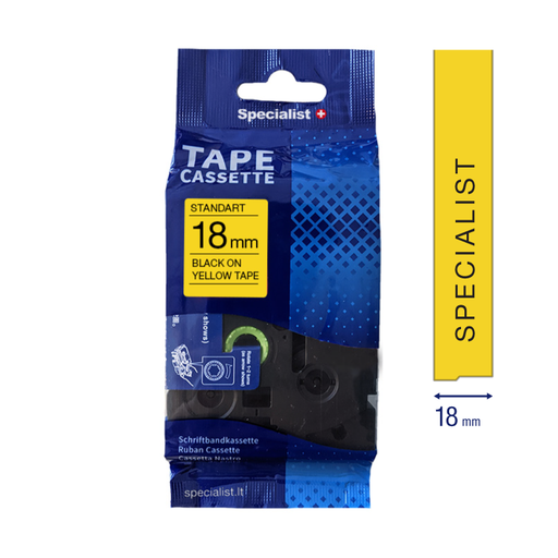 [31/2-AZE641] SPECIALIST+ lint STANDART sobiv, 18 mm, must/kollane