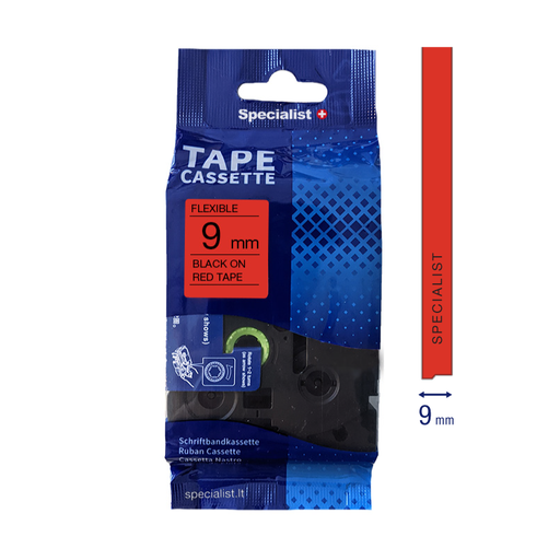 [31/2-FX421] SPECIALIST+ lint FLEXIBLE sobiv, 9 mm, must/punane