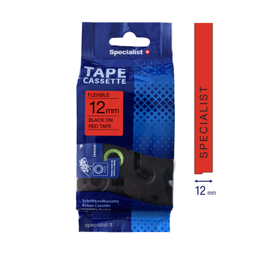 [31/2-FX431] SPECIALIST+ lint FLEXIBLE sobiv, 12 mm, must/punane