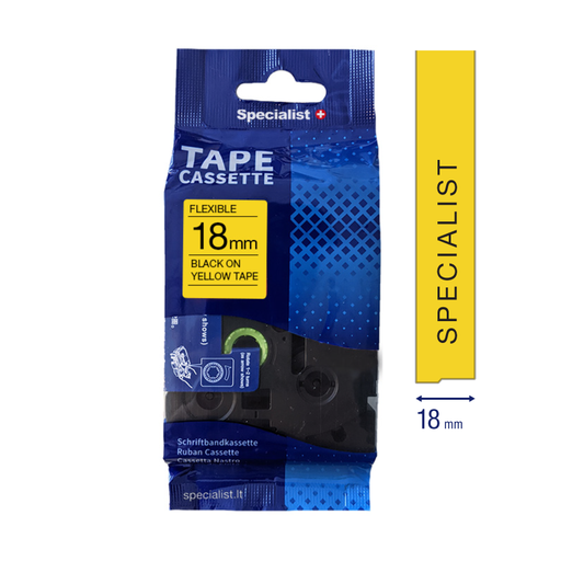 [31/2-FX641] SPECIALIST+ lint FLEXIBLE sobiv, 18 mm, must/kollane