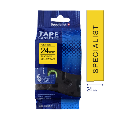 [31/2-FX651] SPECIALIST+ kleepkirjalint FLEXIBLE, 24 mm, must/kollane
