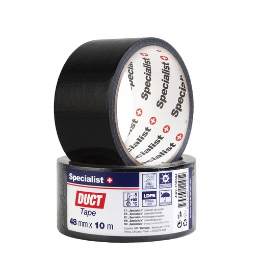 [40/2-11050J] SPECIALIST+ universāla līmlente, 48 mm x 10 m, melna