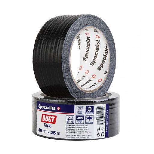 [40/2-12550J] SPECIALIST+ läbipaistev teip, 48 mm x 25 m, must