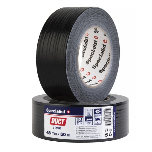 [40/2-15050J] SPECIALIST+ läbipaistev teip, 48 mm x 50 m, must