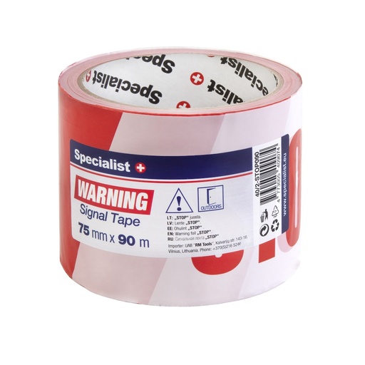 [40/2-STOP090] SPECIALIST+ lenta „STOP”, 75 mm x 90 m, sarkana / balta