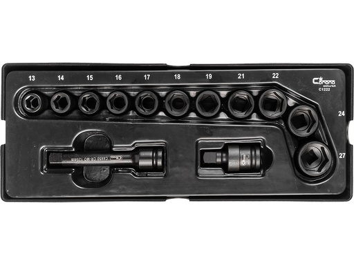 [42-C1222] Smūginių galvučių rinkinys 1/2, 13-27 mm